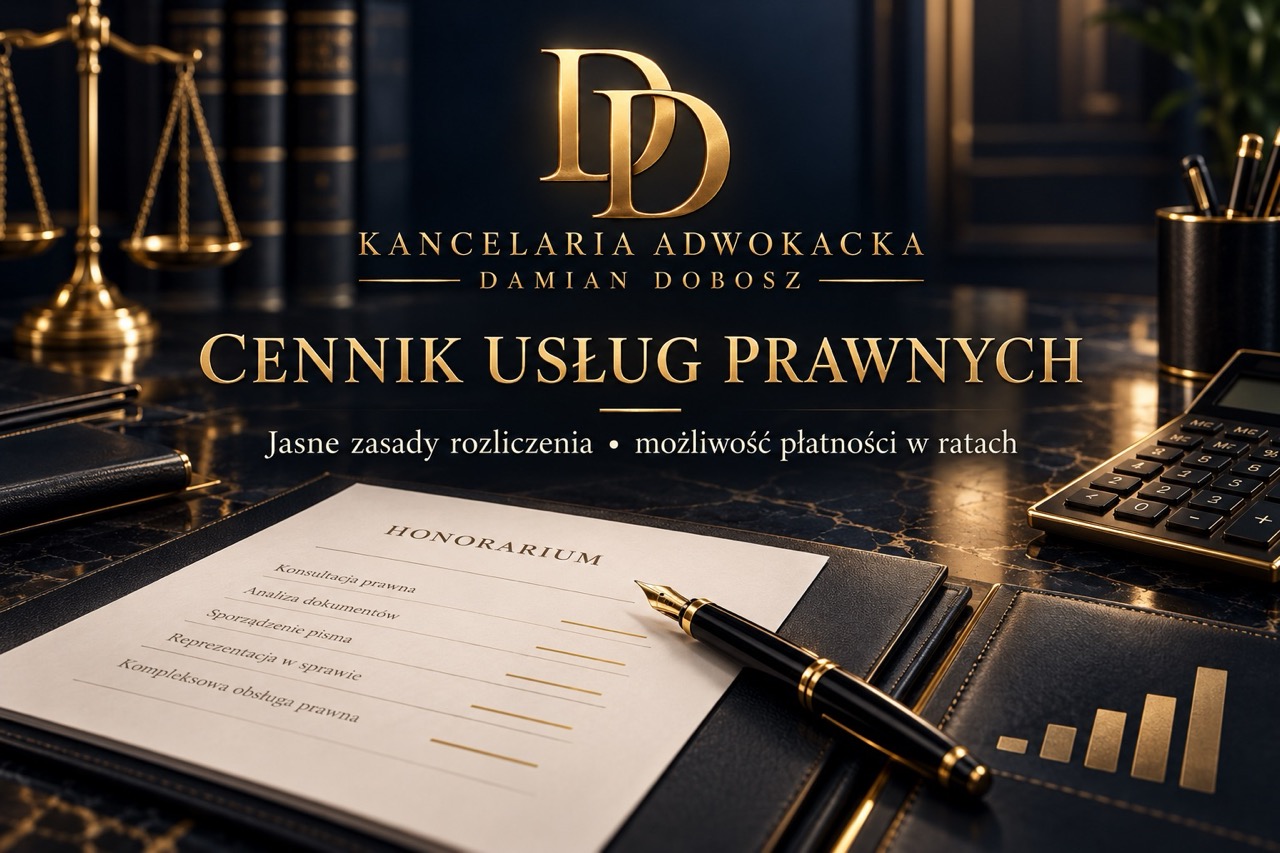 Cennik usług prawnych – adwokat Częstochowa i Lubliniec, możliwość płatności w ratach